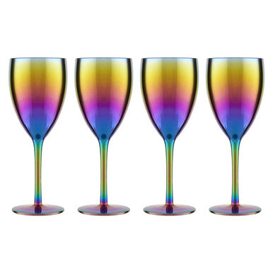 Orsina Aurora Wine Glasses – Set of 4 Iridescent Lustre Stemware