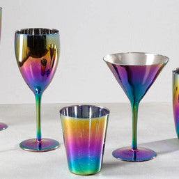 Orsina Aurora Wine Glasses – Set of 4 Iridescent Lustre Stemware