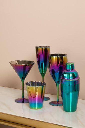 Orsina Aurora Wine Glasses – Set of 4 Iridescent Lustre Stemware