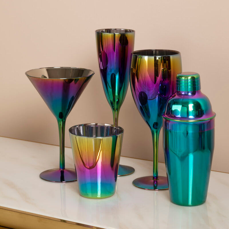Orsina Aurora Iridescent Hi Ball Glasses – Set of 4 Tall Tumblers