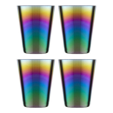 Aurora Glass Tumblers by Orsina – Stackable Colorful Drinkware Set of 4