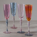 Orsina Aurora Multicolour Champagne Flutes – Set of 4 Glass Stemware