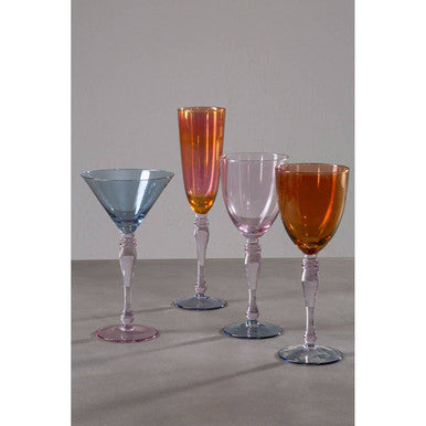 Orsina Aurora Multicolour Champagne Flutes – Set of 4 Glass Stemware