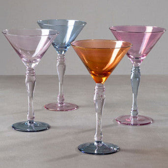 Orsina Aurora Multicolour Cocktail Glasses – Set of 4 Martini Glassware