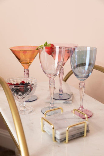 Orsina Aurora Multicolour Cocktail Glasses – Set of 4 Martini Glassware