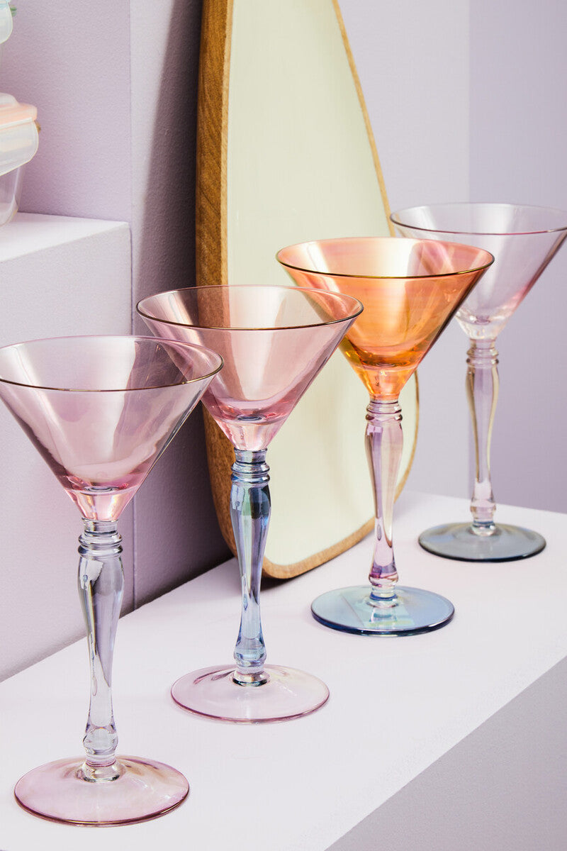 Orsina Aurora Multicolour Cocktail Glasses – Set of 4 Martini Glassware