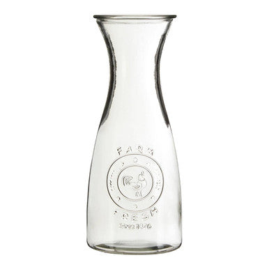 Orsina Glass Carafe – 1000ml Farm Fresh Embossed Beverage Server