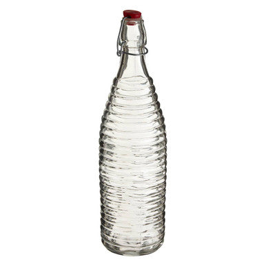 Orsina 1000ml Ribbed Glass Bottle with Airtight Swing-Top Clip Stopper