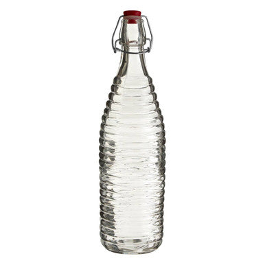 Orsina 1000ml Ribbed Glass Bottle with Airtight Swing-Top Clip Stopper