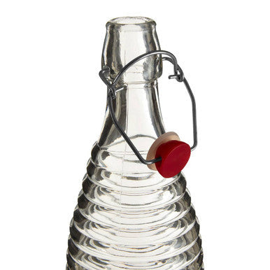 Orsina 1000ml Ribbed Glass Bottle with Airtight Swing-Top Clip Stopper