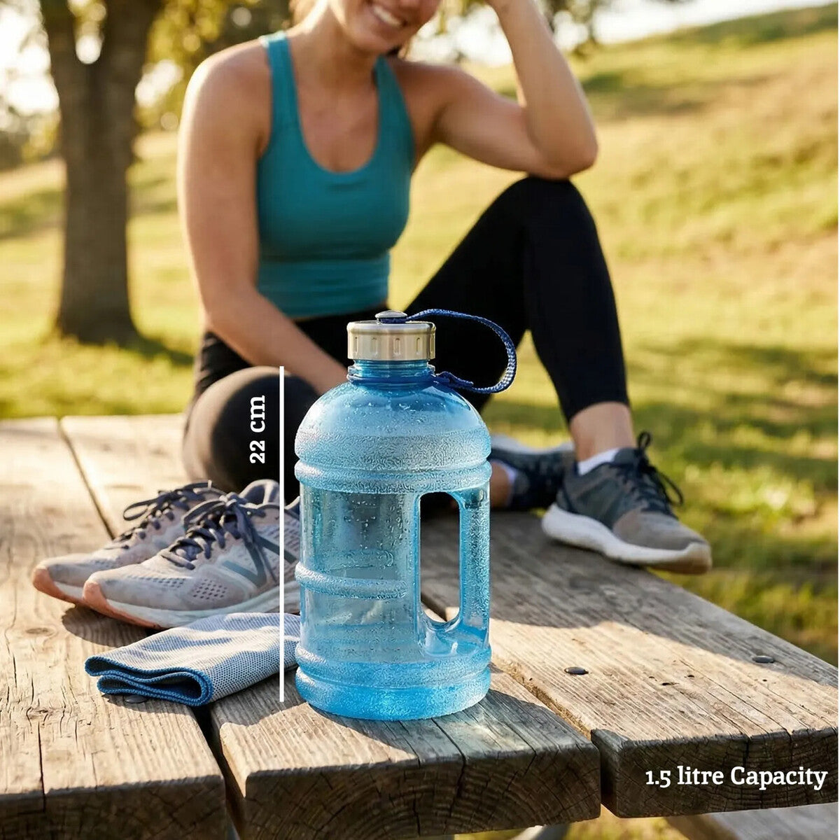 Orsina 1500ml Sports Water Bottle – BPA-Free Blue Plastic with Handle