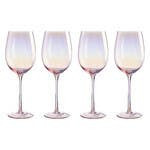 Orsina Frosted Deco Wine Glasses – Pink and Gold Stemware, Set of 4