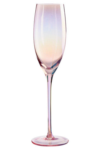 Orsina Frosted Deco Champagne Flutes – Pink Glassware Set of 4