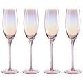Orsina Frosted Deco Champagne Flutes – Pink Glassware Set of 4