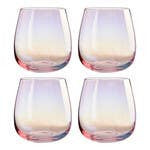 Orsina Frosted Deco Pink Tumbler Glasses – Set of 4 Rounded Glassware