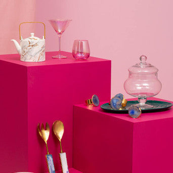 Orsina Frosted Deco Pink Tumbler Glasses – Set of 4 Rounded Glassware