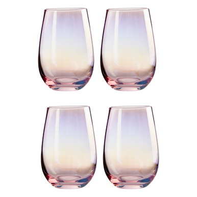 Orsina Frosted Deco Pink Highball Glasses – Set of 4 Modern Drinkware