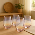 Orsina Frosted Deco Pink Highball Glasses – Set of 4 Modern Drinkware