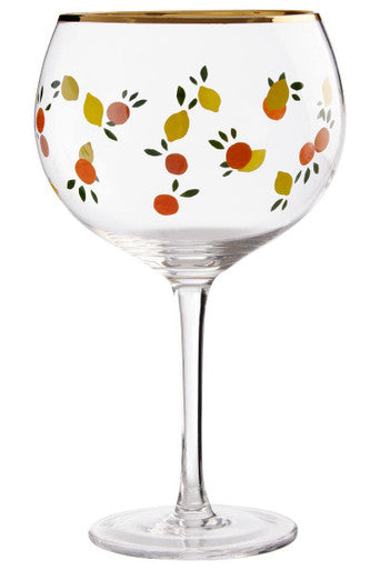 Orsina Mila Citrus Gin Glasses – Set of 2 Gold Trim Stemmed Glassware