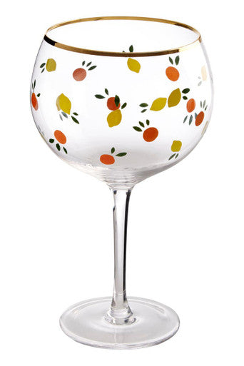 Orsina Mila Citrus Gin Glasses – Set of 2 Gold Trim Stemmed Glassware