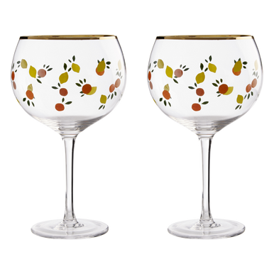 Orsina Mila Citrus Gin Glasses – Set of 2 Gold Trim Stemmed Glassware