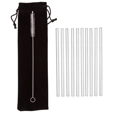 Orsina Reusable Stainless Steel Cocktail Straws - Short Silver Set of 10