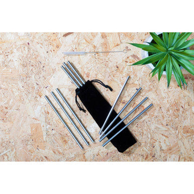 Orsina Reusable Stainless Steel Cocktail Straws - Short Silver Set of 10