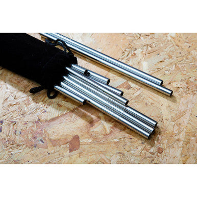 Orsina Reusable Stainless Steel Cocktail Straws - Short Silver Set of 10