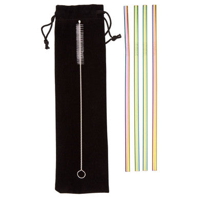 Orsina Iridescent Stainless Steel Drinking Straws – Oil Slick Set of 4