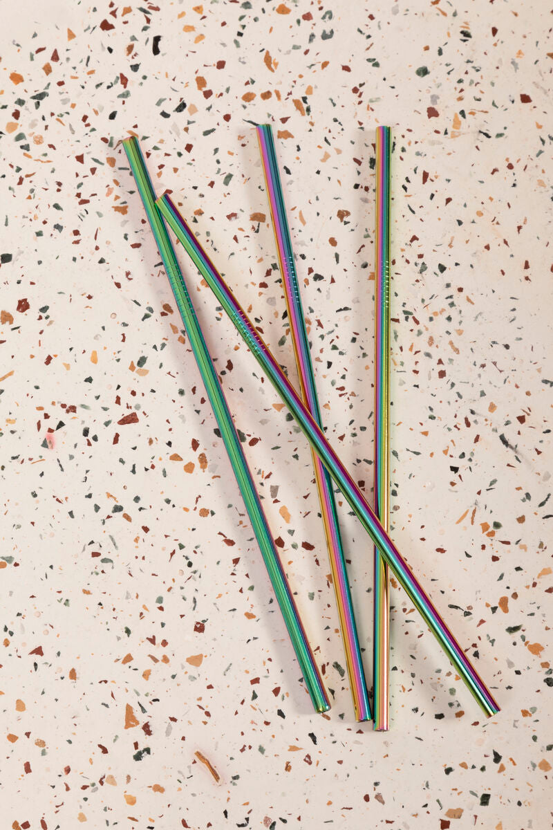 Orsina Iridescent Stainless Steel Drinking Straws – Oil Slick Set of 4
