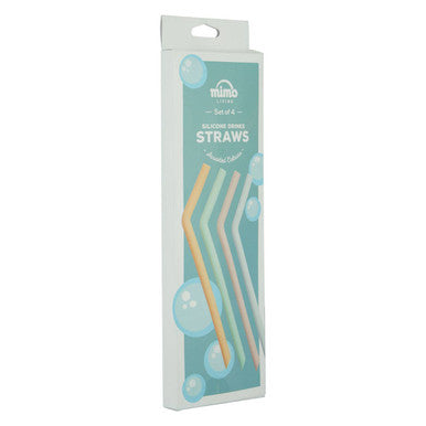 Orsina Reusable Silicone Straws - Set of 4 BPA-Free with Case & Brush