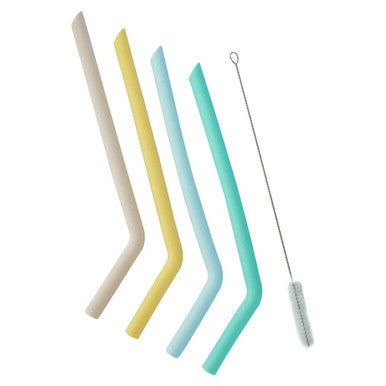Orsina Reusable Silicone Straws - Set of 4 BPA-Free with Case & Brush