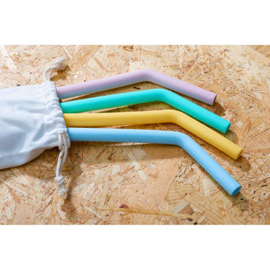 Orsina Reusable Silicone Straws - Set of 4 BPA-Free with Case & Brush