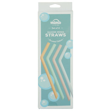 Orsina Reusable Silicone Straws - Set of 4 BPA-Free with Case & Brush