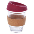 Orsina Glass Mug with Red Silicone Lid and Cork Wrap – 12oz Cup