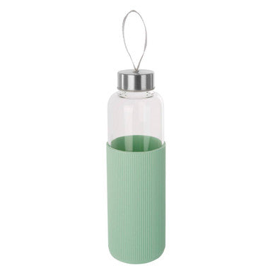 Orsina 500ml Glass Water Bottle – Mint Silicone Sleeve & Steel Lid