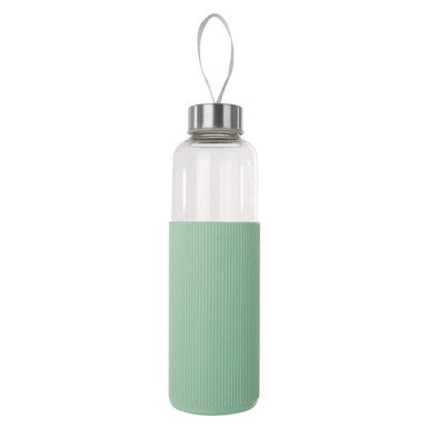 Orsina 500ml Glass Water Bottle – Mint Silicone Sleeve & Steel Lid
