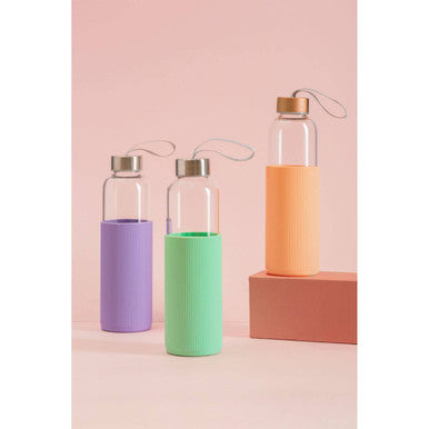 Orsina 500ml Glass Water Bottle – Mint Silicone Sleeve & Steel Lid
