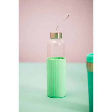 Orsina 500ml Glass Water Bottle – Mint Silicone Sleeve & Steel Lid