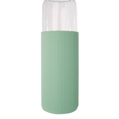 Orsina 500ml Glass Water Bottle – Mint Silicone Sleeve & Steel Lid