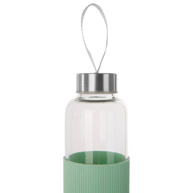Orsina 500ml Glass Water Bottle – Mint Silicone Sleeve & Steel Lid