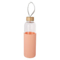 Orsina 500ml Glass Water Bottle | Peach Pink Silicone Sleeve & Strap