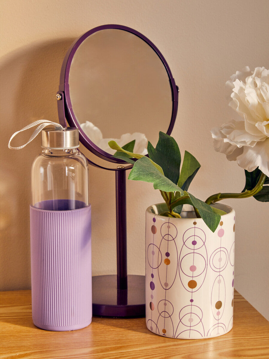 Orsina 500ml Glass Water Bottle | Purple Silicone Sleeve & Steel Lid