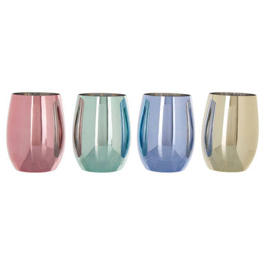 Orsina Stackable Plastic Tumblers – Set of 4 Assorted Colors for Outdoors