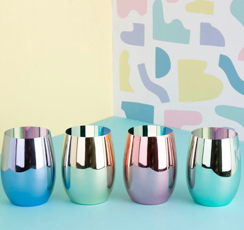 Orsina Stackable Plastic Tumblers – Set of 4 Assorted Colors for Outdoors