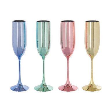 Orsina Multicolour Plastic Champagne Glasses – Set of 4 Party Flutes