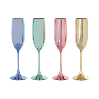 Orsina Multicolour Plastic Champagne Glasses – Set of 4 Party Flutes