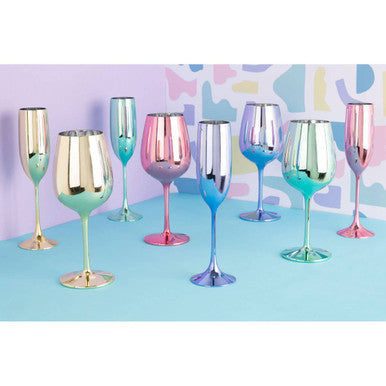 Orsina Multicolour Plastic Champagne Glasses – Set of 4 Party Flutes