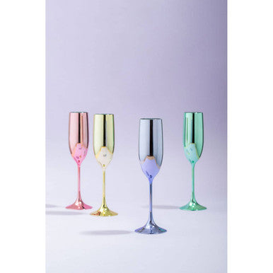 Orsina Multicolour Plastic Champagne Glasses – Set of 4 Party Flutes