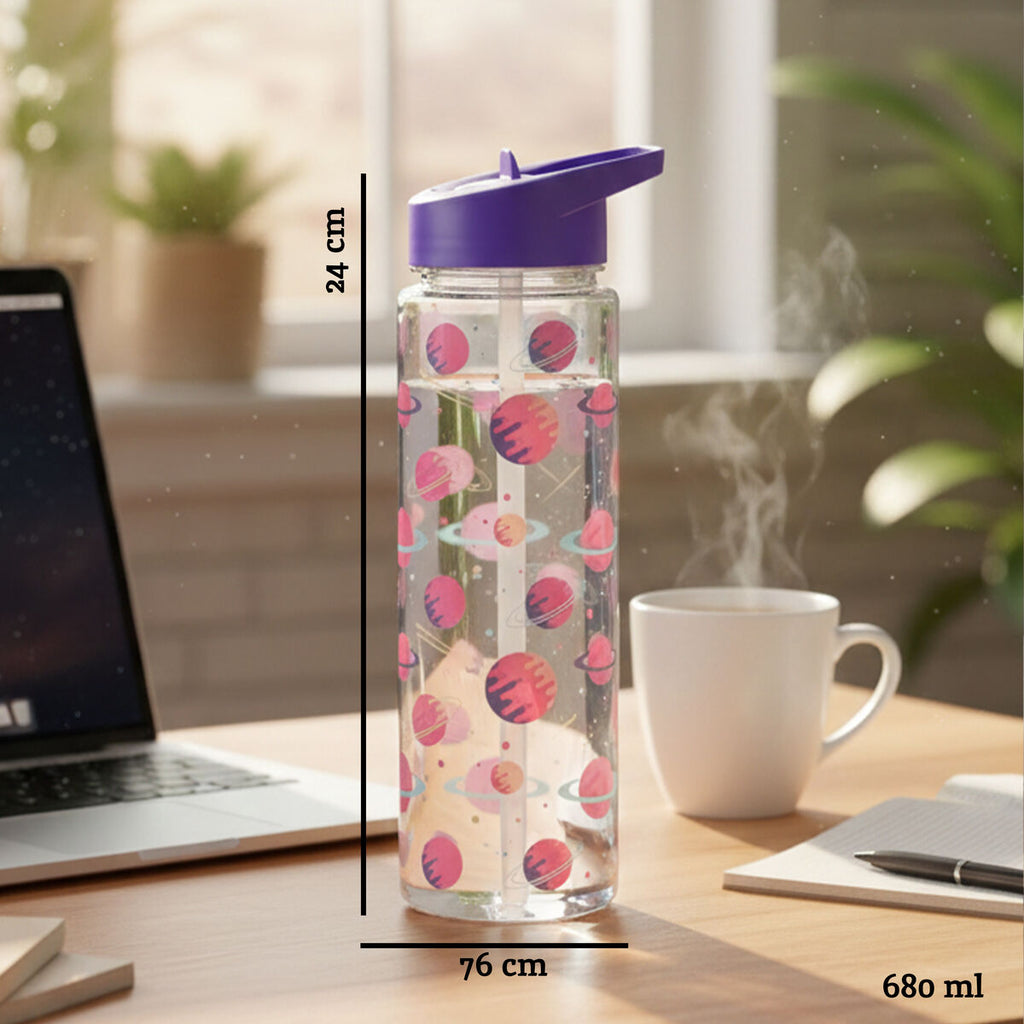 Orsina Mimo Purple Space Water Bottle | 680ml Leak-Proof Kids Bottle